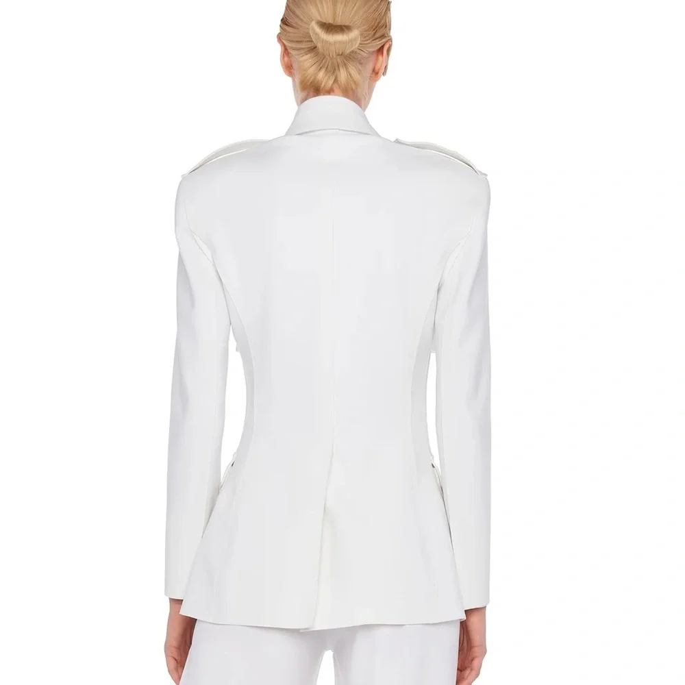 Norma Kamali Single Breasted Scuba Cargo Blazer, white, size S - Picture 10 of 15